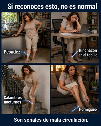 Cuatro escenas del día con las señales de mala circulación en las piernas